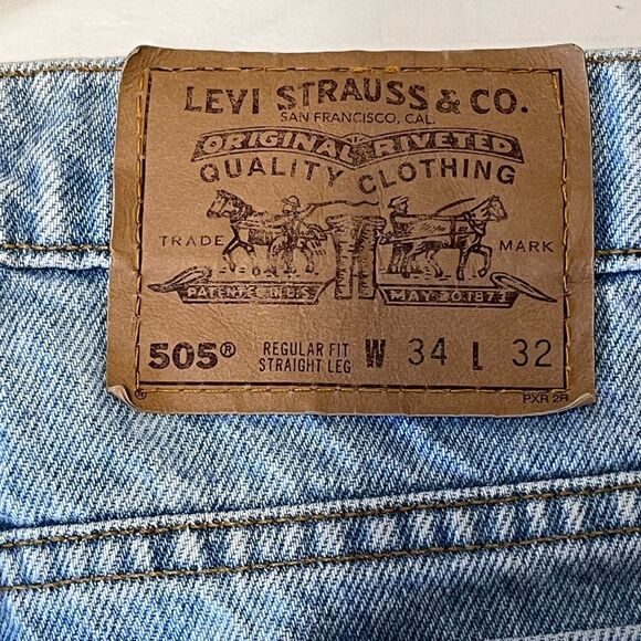 Levi’s Blue Denim Vintage Orange Tab 505 Straight Leg Regular Fit 5 Pocket 34X32 - Picture 12 of 12